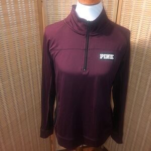 PINK Victoria Secret Ultimate 1/4 Zip Ladies Long Sleeve Top Size Large